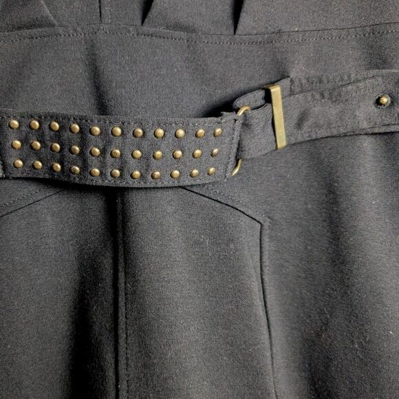 Jennifer Lopez Black Sheath Dress Size 14 Studded Belt Back Zip Career Cocktail - Picture 5 of 7